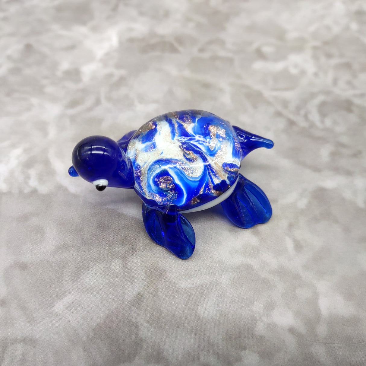 Swirl Glass Sea Turtle Figurine Blue (1 sea turtle figure approx. 1.5 inches) Swirly Blue Glass Sea Turtle for gifts décor & collecting!