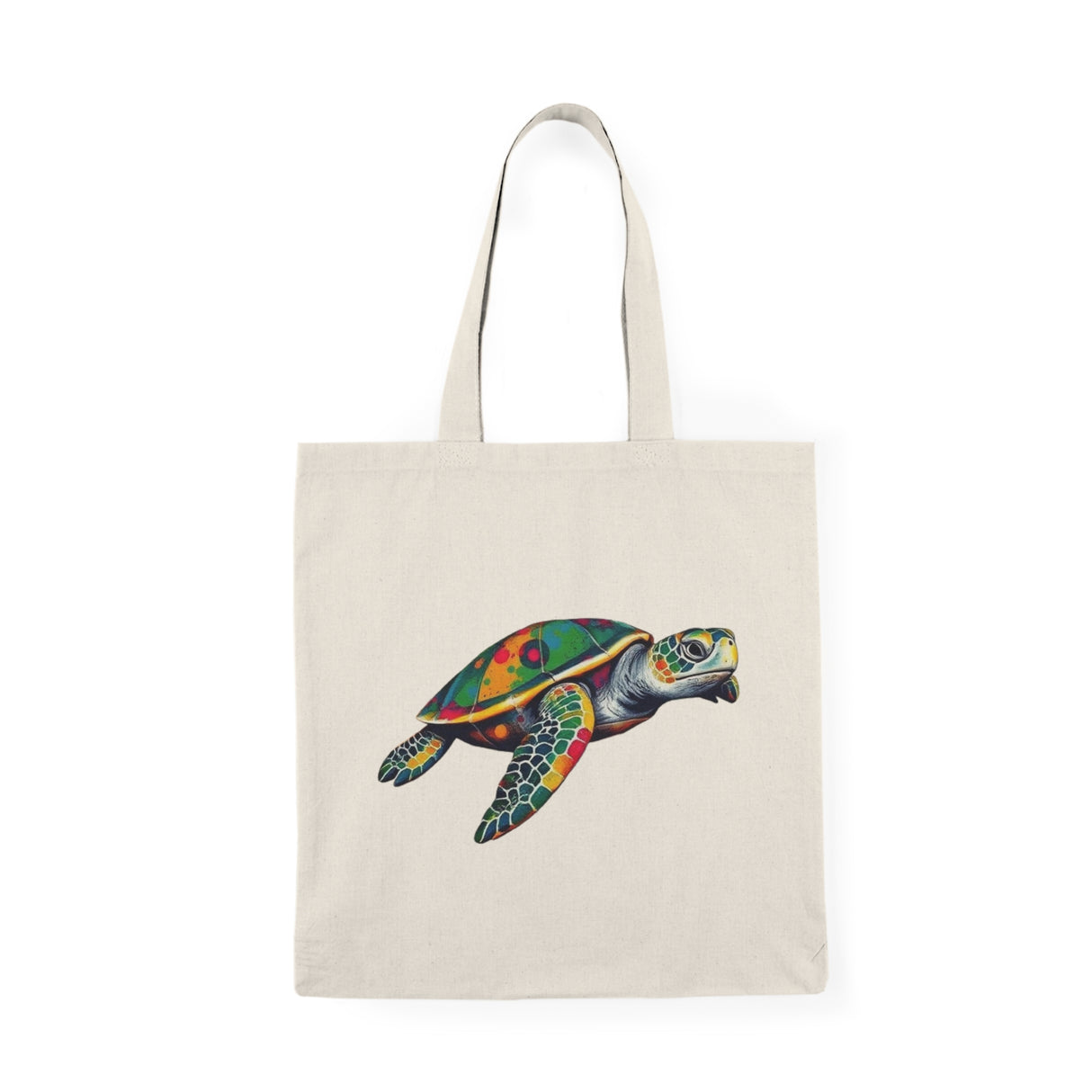 Paint Splatter Sea Turtle Design Natural Cotton Tote Bag