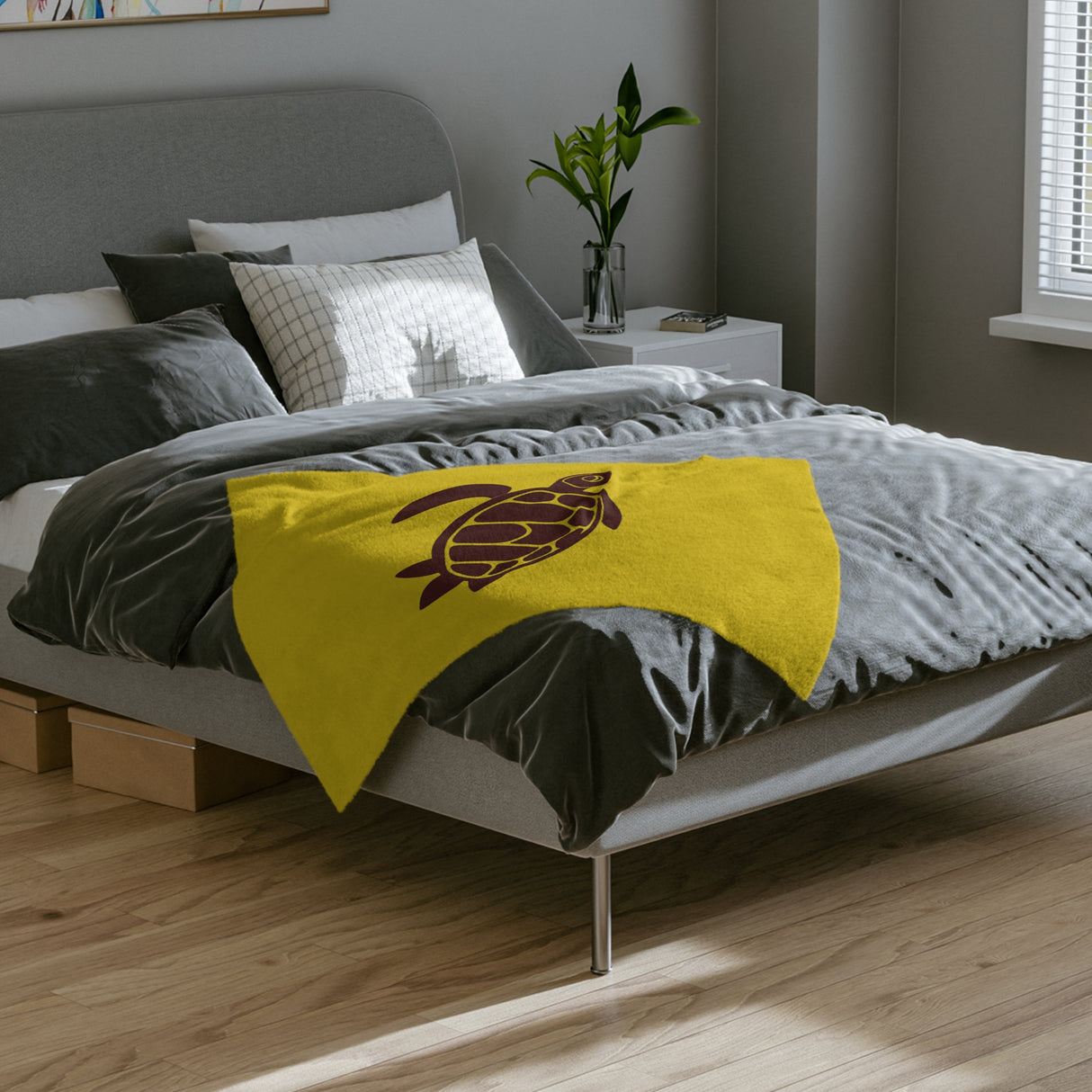 Brown and Gold Sea Turtle -Themed Velveteen Microfiber Blanket - 3 Sizes