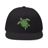 Green Sea Turtle Embroidered Flat Bill Cap