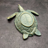 Cast Iron Sea Turtle Green Metal Dish (1 bowl approx. 7+ inches) Green Metal Sea Turtle Dish for jewelry trinkets & home décor!
