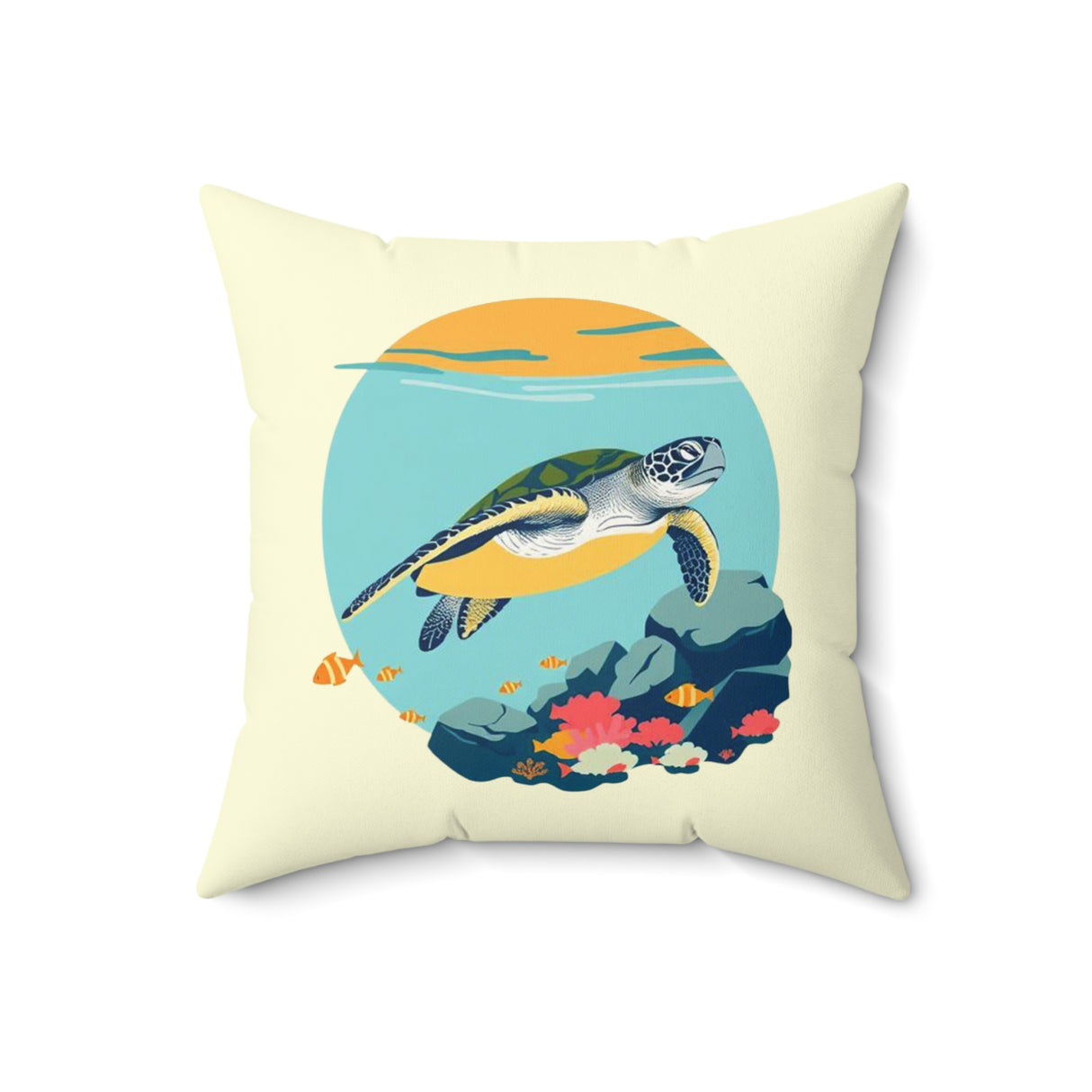 Swimming Sea Turtle Faux Suede Pillow, Coastal Home Decor, Boho Accent Cushion, Beach House Accent, Sea Turtle Decor