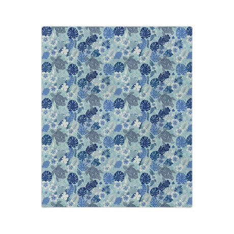 Blue Tiki Sea Turtle Pattern Sea Turtle -Themed Velveteen Microfiber Blanket - 3 Sizes