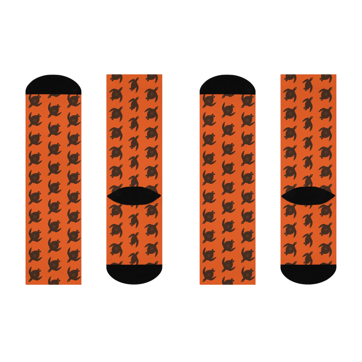 Orange and Brown Sea Turtle Cushioned Crew Socks