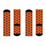 Orange and Brown Sea Turtle Cushioned Crew Socks
