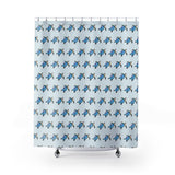 blue Stained Glass Style Sea Turtle Shower Curtains - Coastal Bathroom Decor