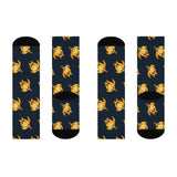 Dark Blue Geopattern Sea Turtle Cushioned Crew Socks