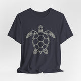 Sea Turtle Detailed Circle Graphic Tee White Ink - 6 Colors
