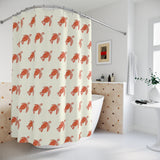 Orange and Red Tribal Sea Turtle Shower Curtains - Coastal Bathroom Decor
