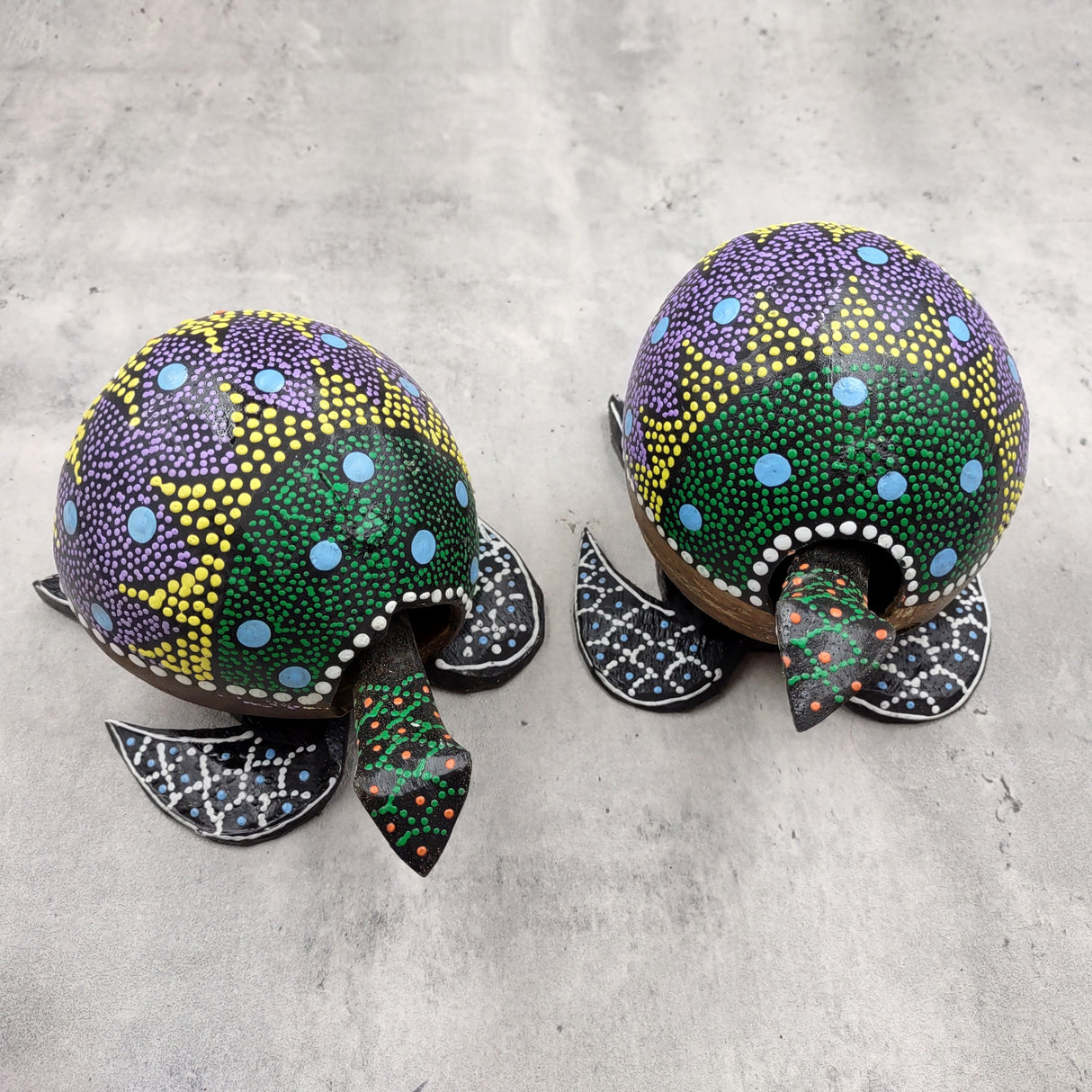 Painted Coconut Sea Turtle Bobblehead Handmade Purple Dot (1 sea turtle approx. 6.5 inches) Painted Coconut Sea Turtle for home décor!