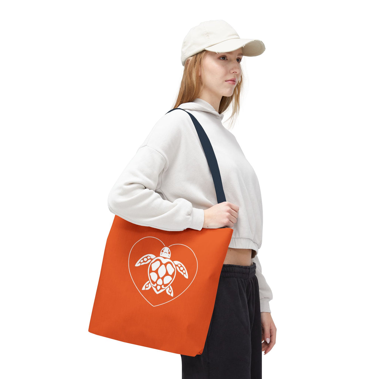 Orange Sea Turtle Heart Tote Bag - 3 sizes