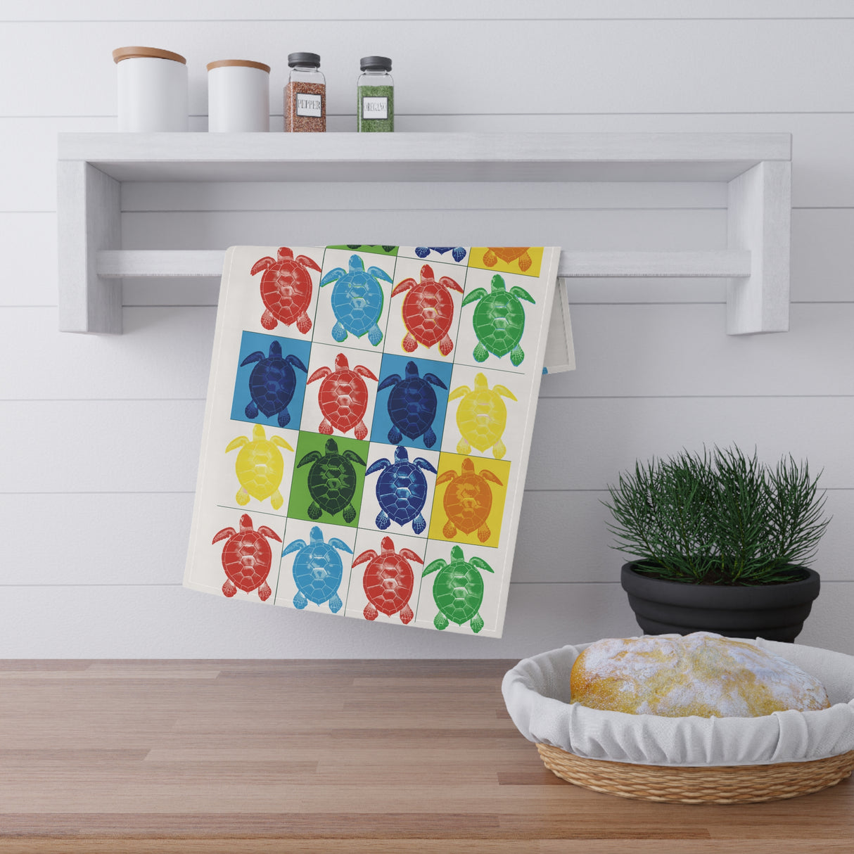 Pop Art Sea Turtle Tea Towel (cotton, poly)