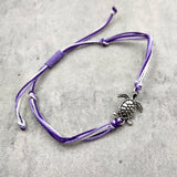 Sea Turtle Charm Bracelet Lavender Purple White Cord (approx. 5-7+ inches AROUND) Purple Sea Turtle String Bracelet Jewelry for gifting!