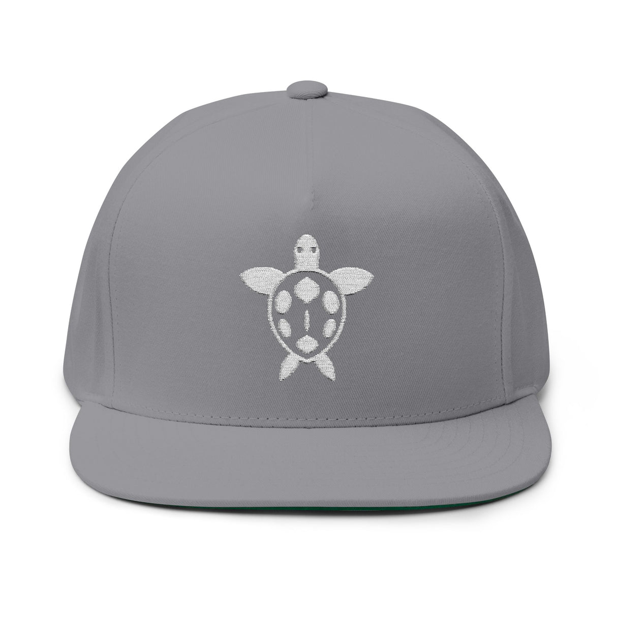 White Sea Turtle Embroidered Flat Bill Cap