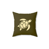 Dark Moss Green Sea Turtle Pillow, Faux Suede Pillow - 4 sizes