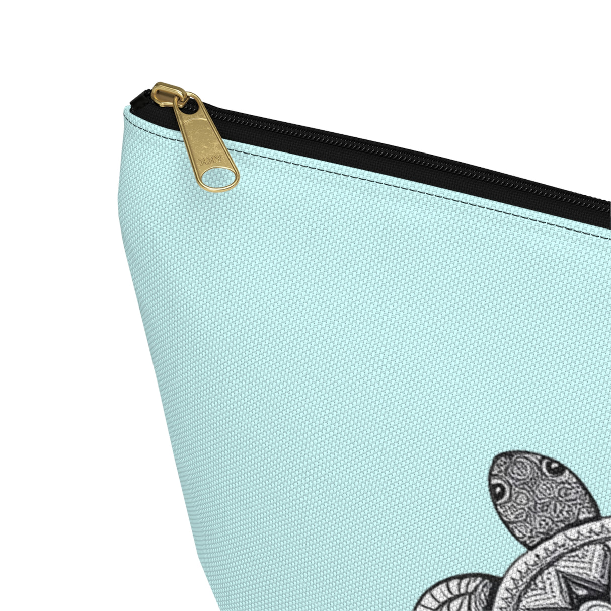Boho White and Blue Sea Turtle Print Accessory Pouch