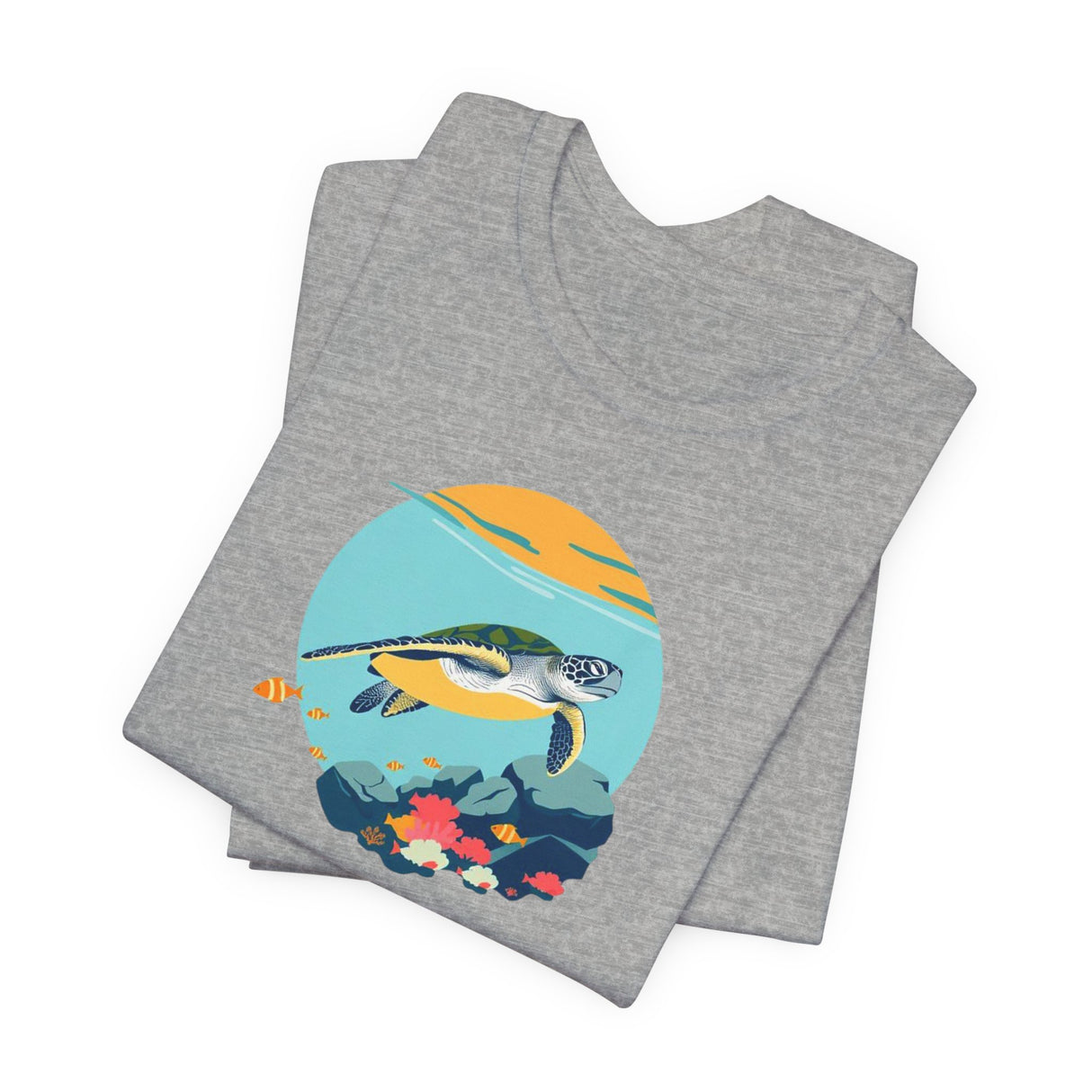 Sea Turtle At Sea Circle Design Unisex Jersey Short Sleeve Tee, Great Gift For Sea Turtle Lovers, Sea Turtle Shirt