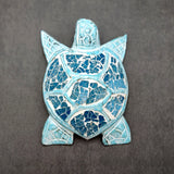 Blue Wood Sea Turtle Sea Glass Shell Figurine (1 figure approx. 6+ inches long) Mosaic Sea Glass Shell Wood Sea Turtle for home decor!