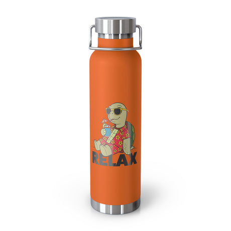 RELAX Cartoon Turtle Water Bottle 22oz - Cute Turtle Design, Insulated Drinkware for Summer, Beach Days, Gifts for Friends