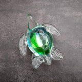 Glass Sea Turtle Figurine Spiral Aqua Green (1 figure approx. 4.5 inches long) Blue Green Glass Sea Turtle for home decor & gifting!