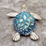 White Sea Turtle Blue Coral Shell Figurine (1 figure approx. 4+ inches) Rough White Blue Sea Turtle Statuette for decor gifts & collecting!