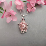 Purple Sea Turtle Necklace Silver Rhinestone Pendant (approx. 16+ inches AROUND) Plum Colored Sea Turtle Jewelry gift for ocean life lovers!