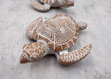 Brown Sea Turtle Figurine Weathered Resin (1 turtle approx. 3.75+ inches) Brown White Sea Turtle Statue for beach home decor & display!