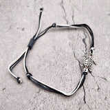 Sea Turtle Charm Bracelet Black Grey White Cord (approx. 5-7+ inches AROUND) Black Grey Sea Turtle String Bracelet Jewelry for gifting!
