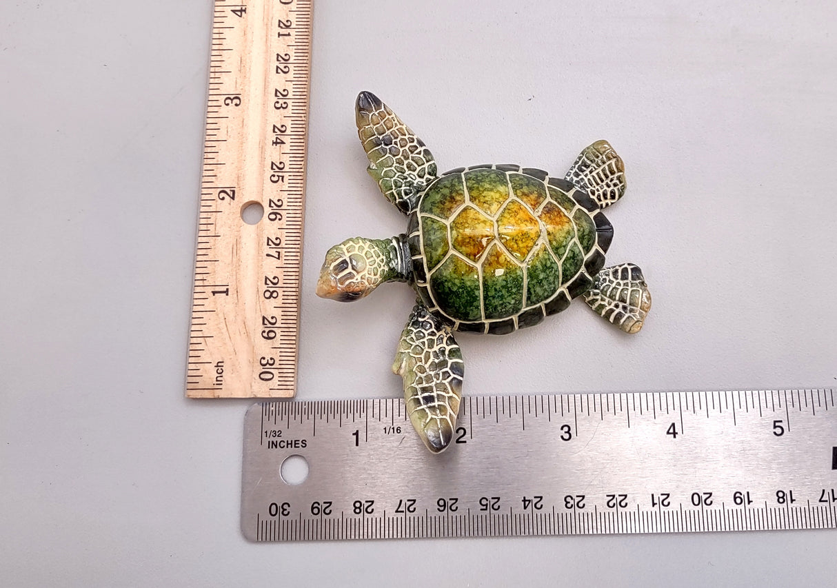 Green Sea Turtle Figurine Painted Resin (One figure approx. 3+ inches long) Green Painted Resin Sea Turtle Figure for coastal home décor!