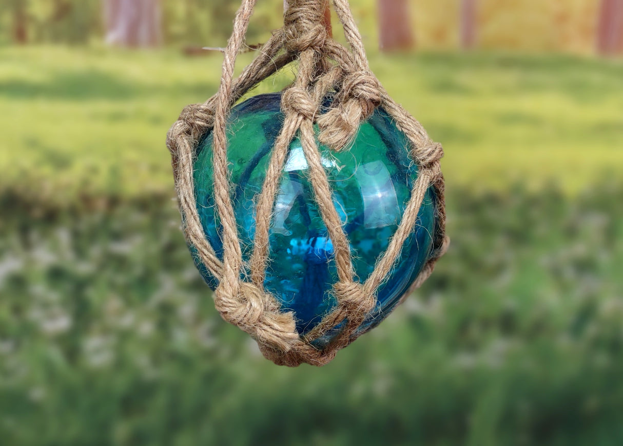 Hanging Nautical Garland Blue Glass Float Sea Turtle Shells (1 Garland approx. 20 x 6 inches) Shells Float Turtle Mobile for beachy décor!