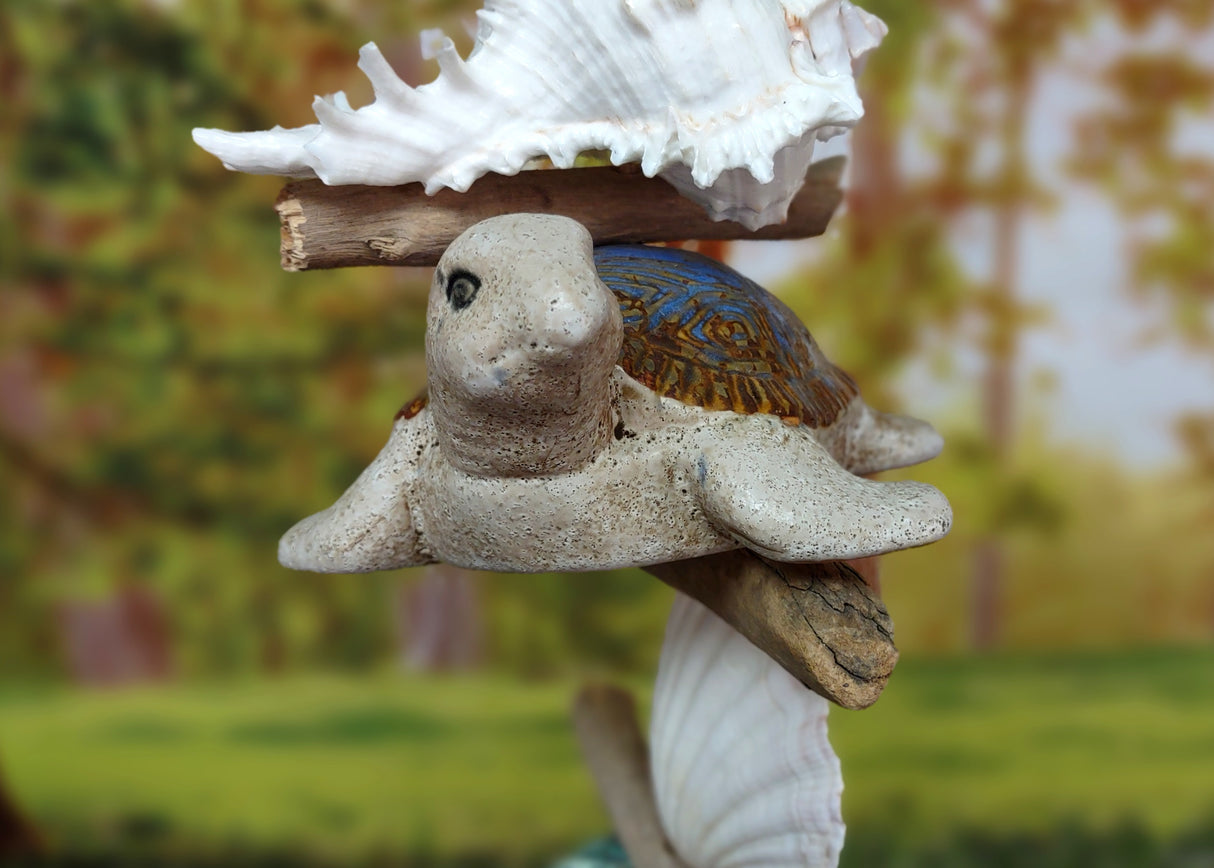 Hanging Nautical Garland Blue Glass Float Sea Turtle Shells (1 Garland approx. 20 x 6 inches) Shells Float Turtle Mobile for beachy décor!