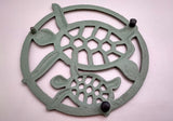 Sea Turtle Trivet Cast Iron Green Gold Weathered Hot Pad (1 trivet approx. 7 inches) Green Sea Turtle Pair Trivet for coastal dining table!