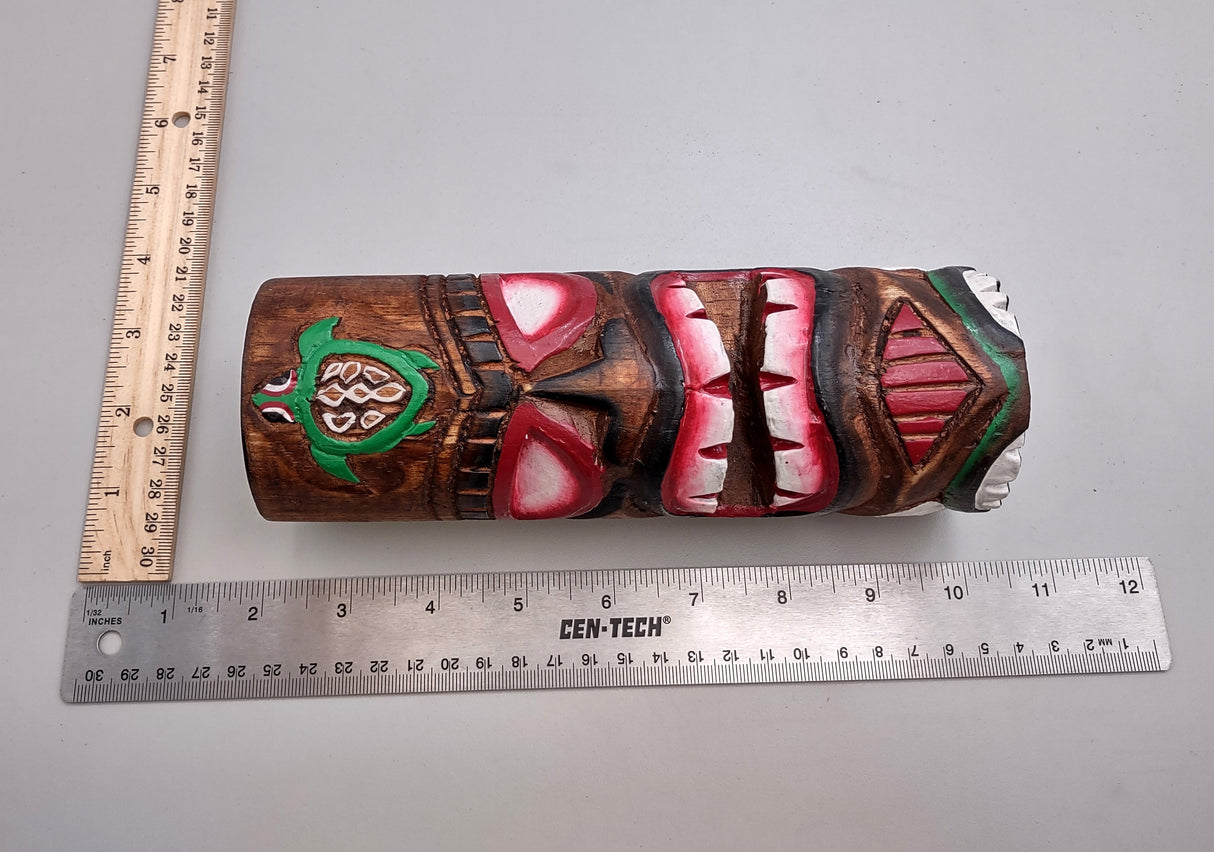 Tropical Tiki Face Totem Large Painted Turtle (1 pole approx. 8 inches tall) Painted Tiki Face Totem Pole for tiki island home decor!