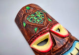 Tropical Tiki Mask Face Large Painted Wooden Turtle (1 mask approx. 12 inches tall) Colorful Painted Tiki Mask to hang in a seaside home!