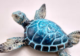 Blue Sea Turtle Figurine Painted Resin (1 turtle approx. 4+ inches long) Blue Painted Resin Sea Turtle Figure for coastal home décor!