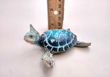 Blue Sea Turtle Figurine Painted Resin (1 turtle approx. 4+ inches long) Blue Painted Resin Sea Turtle Figure for coastal home décor!