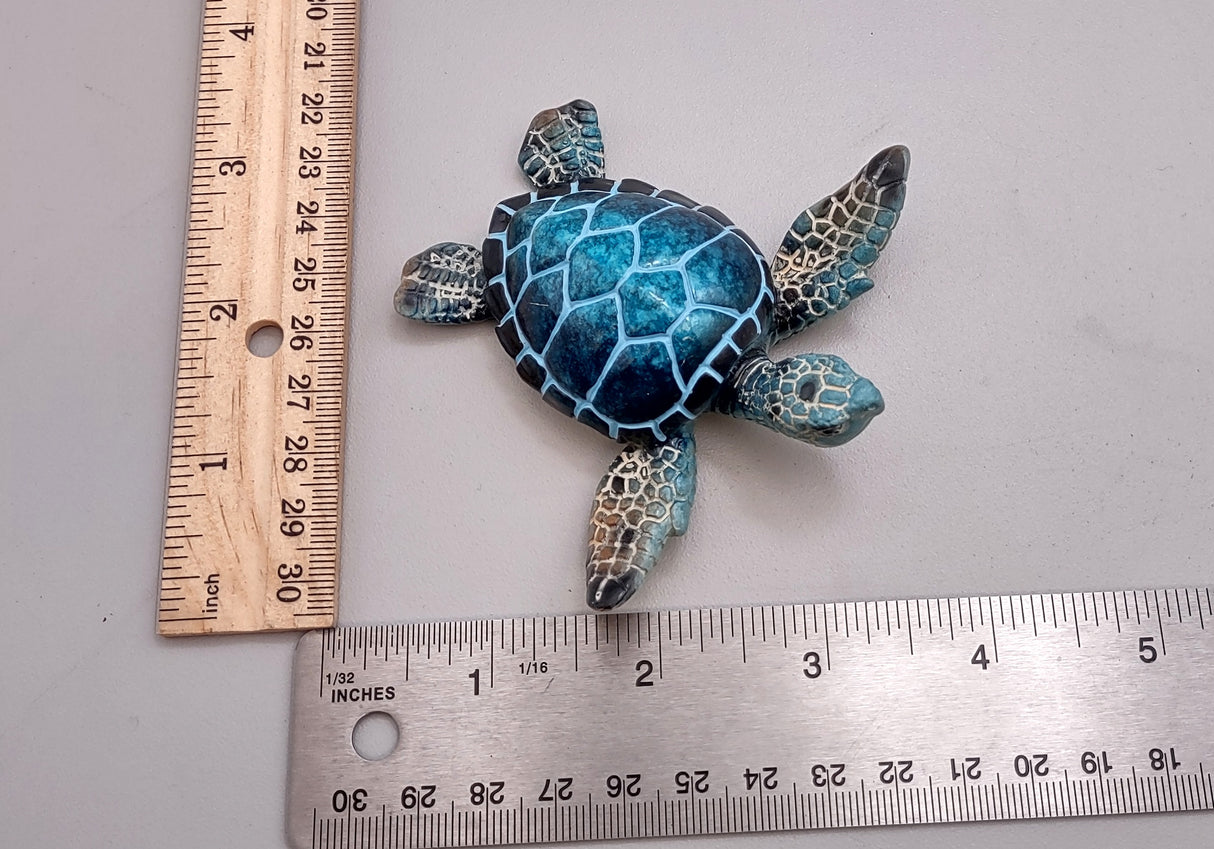 Blue Sea Turtle Figurine Painted Resin (One figure approx. 3+ inches long) Blue Painted Resin Sea Turtle Figure for coastal home décor!