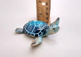 Blue Sea Turtle Figurine Painted Resin (One figure approx. 3+ inches long) Blue Painted Resin Sea Turtle Figure for coastal home décor!