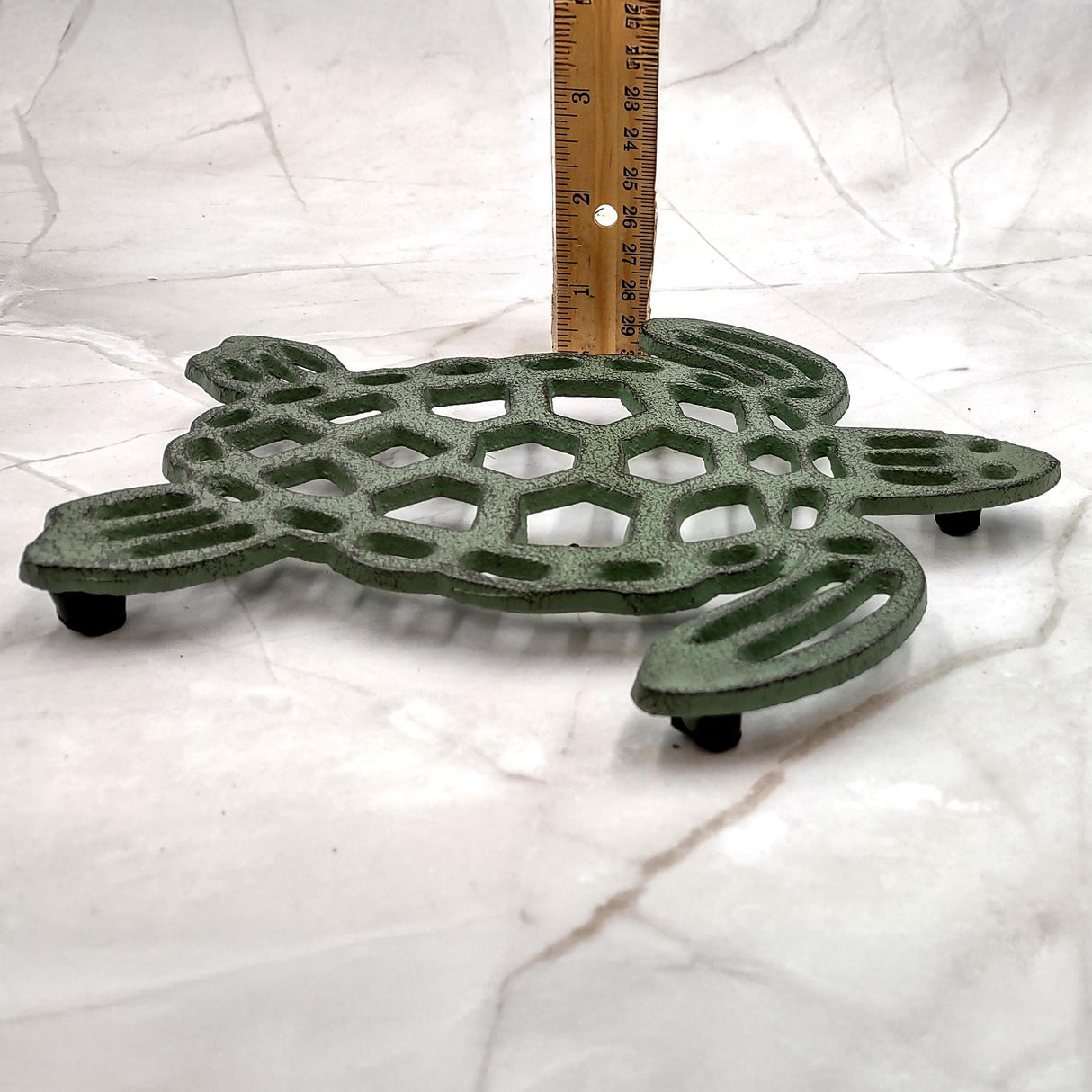 Cast Iron Sea Turtle Green Metal Trivet (1 trivet approx. 7+ inches wide) Green Metal Sea Turtle Trivet adds coastal charm & protection!