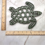 Cast Iron Sea Turtle Green Metal Trivet (1 trivet approx. 7+ inches wide) Green Metal Sea Turtle Trivet adds coastal charm & protection!