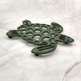 Cast Iron Sea Turtle Green Metal Trivet (1 trivet approx. 7+ inches wide) Green Metal Sea Turtle Trivet adds coastal charm & protection!