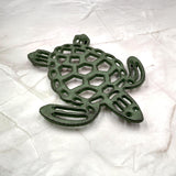 Cast Iron Sea Turtle Green Metal Trivet (1 trivet approx. 7+ inches wide) Green Metal Sea Turtle Trivet adds coastal charm & protection!