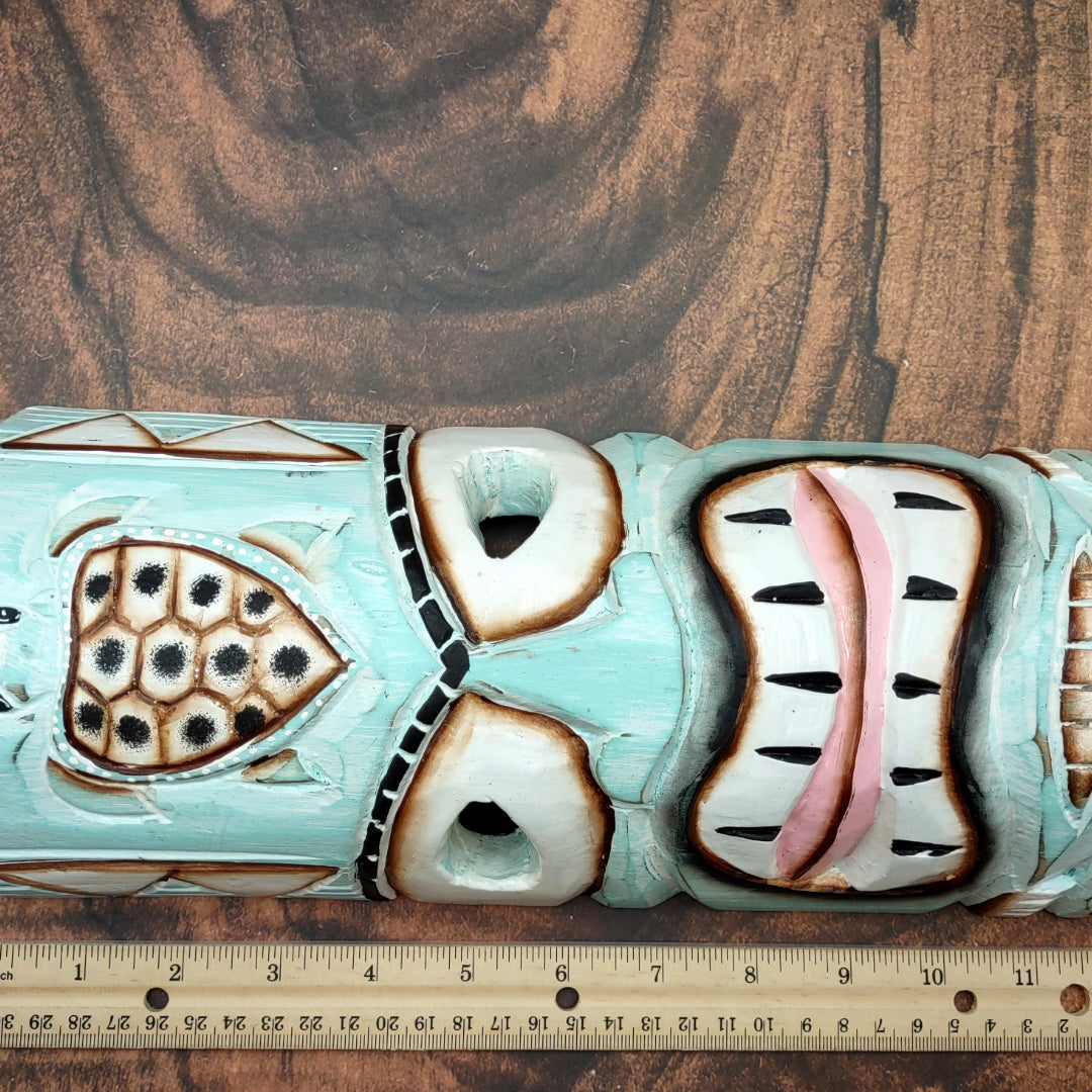 Tropical Turtle Tiki Mask Large Painted Aqua (1 mask approx. 12 inch tall) Painted Wood Turtle Tiki Mask hanging surfside home decoration!