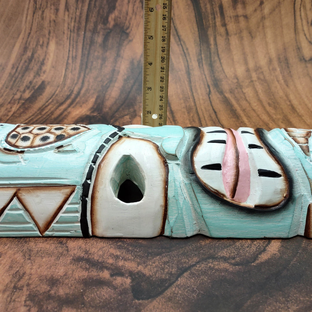Tropical Turtle Tiki Mask Large Painted Aqua (1 mask approx. 12 inch tall) Painted Wood Turtle Tiki Mask hanging surfside home decoration!