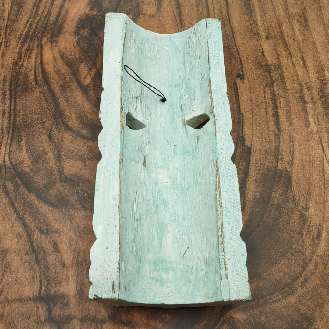 Tropical Turtle Tiki Mask Large Painted Aqua (1 mask approx. 12 inch tall) Painted Wood Turtle Tiki Mask hanging surfside home decoration!