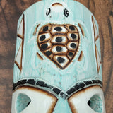 Tropical Turtle Tiki Mask Large Painted Aqua (1 mask approx. 12 inch tall) Painted Wood Turtle Tiki Mask hanging surfside home decoration!