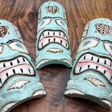 Tropical Turtle Tiki Mask Large Painted Aqua (1 mask approx. 12 inch tall) Painted Wood Turtle Tiki Mask hanging surfside home decoration!