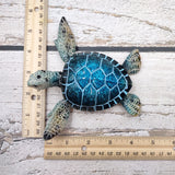 Blue Sea Turtle Figurine Painted Resin (1 turtle approx. 5.75+ inches long) Blue Painted Resin Sea Turtle Figure for coastal home decor!