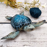 Blue Sea Turtle Figurine Painted Resin (1 turtle approx. 5.75+ inches long) Blue Painted Resin Sea Turtle Figure for coastal home decor!