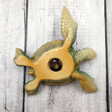 Blue Sea Turtle Figurine Painted Resin (1 turtle approx. 5.75+ inches long) Blue Painted Resin Sea Turtle Figure for coastal home decor!